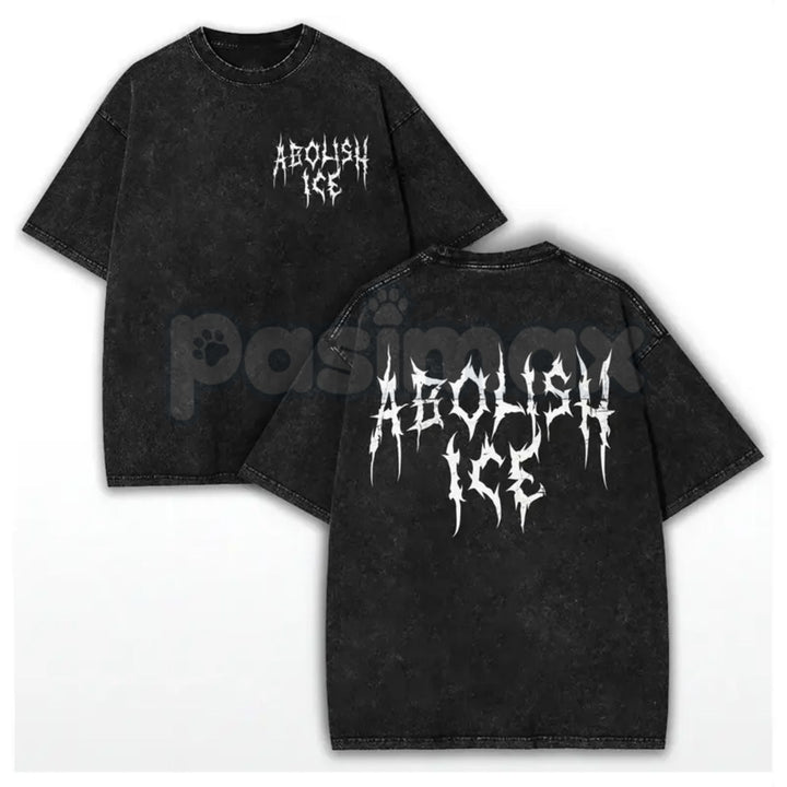 The Resistance Tour: ABOLISH ICE Heavy Metal Tee – Vintage Washed Distressed Streetwear, Radical Activist Graphic Top