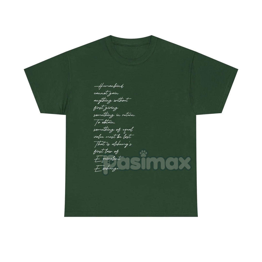 Edward Elric's "Equivalent Exchange" T-Shirt - Fullmetal Alchemist Brotherhood Apparel