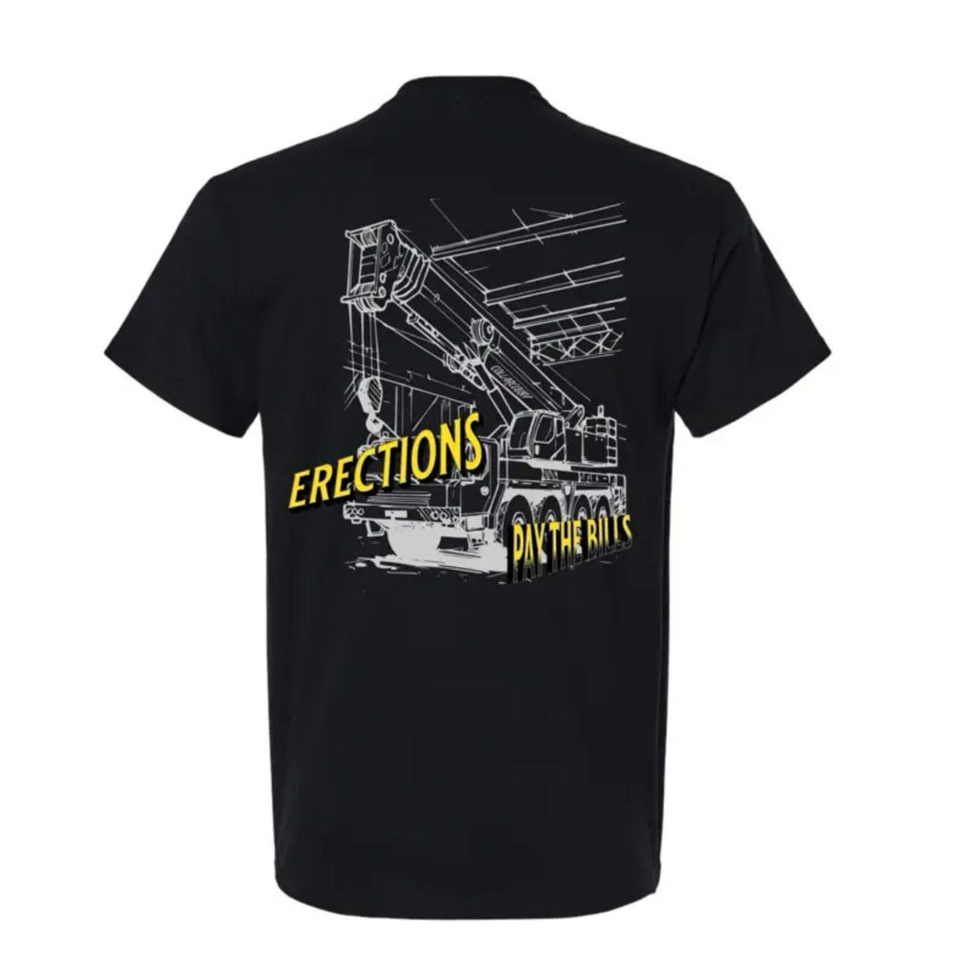 Crane Operator T-Shirt - "Pays the Bills" Blue Collar Work Tee, Men's Apparel Top