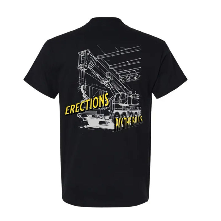 Crane Operator T-Shirt - "Pays the Bills" Blue Collar Work Tee, Men's Apparel Top