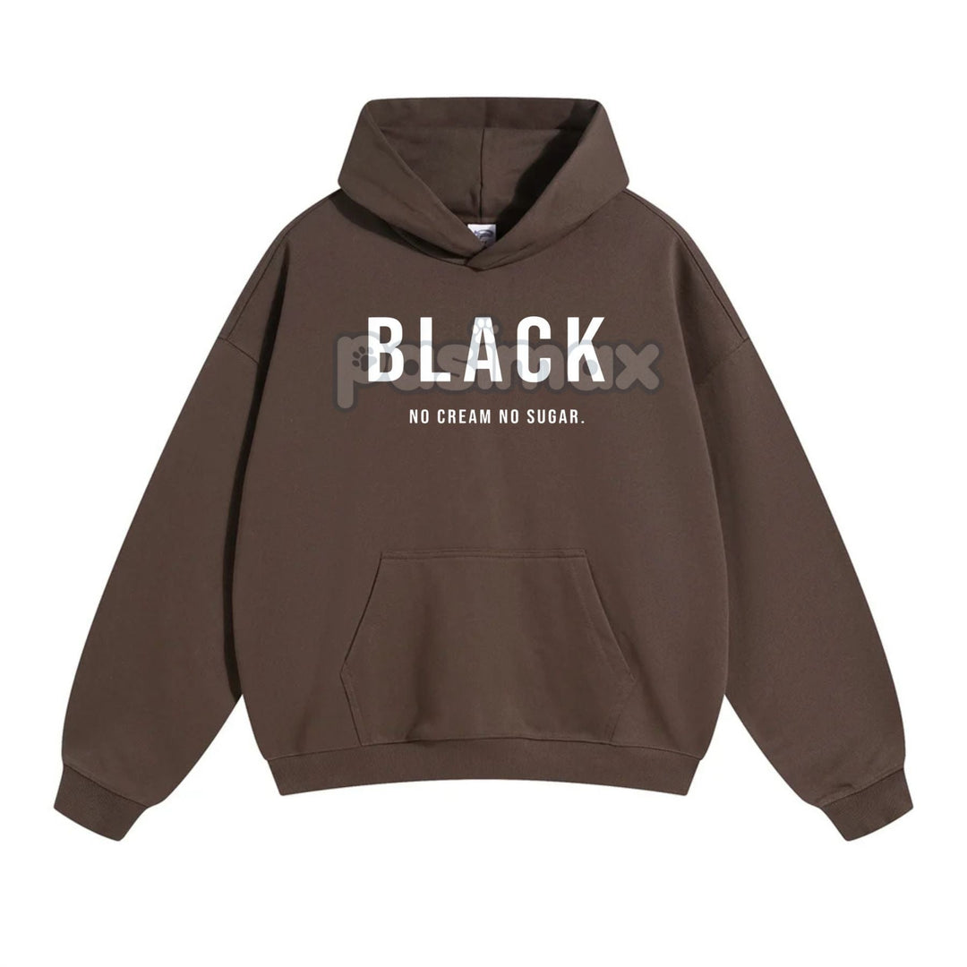 Black No Cream No Sugar Hoodie – Minimalist Coffee Lover Pullover, No-Nonsense Attitude Apparel
