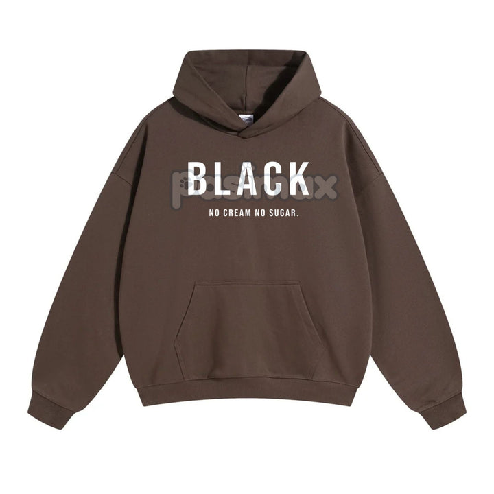 Black No Cream No Sugar Hoodie – Minimalist Coffee Lover Pullover, No-Nonsense Attitude Apparel