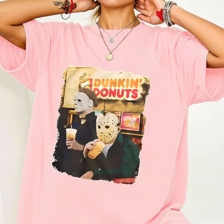 Vintage Horror Cartoon Halloween T-Shirt - Stylish Women's Spooky Top, Retro Gift Idea