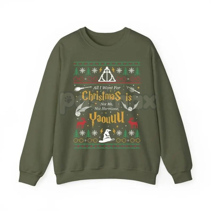 "All I Want for Christmas Is Not Me" Ugly Sweatshirt | Funny Women Xmas Crewneck | Self-Deprecating Holiday Sweater | Ironic Gag Gift