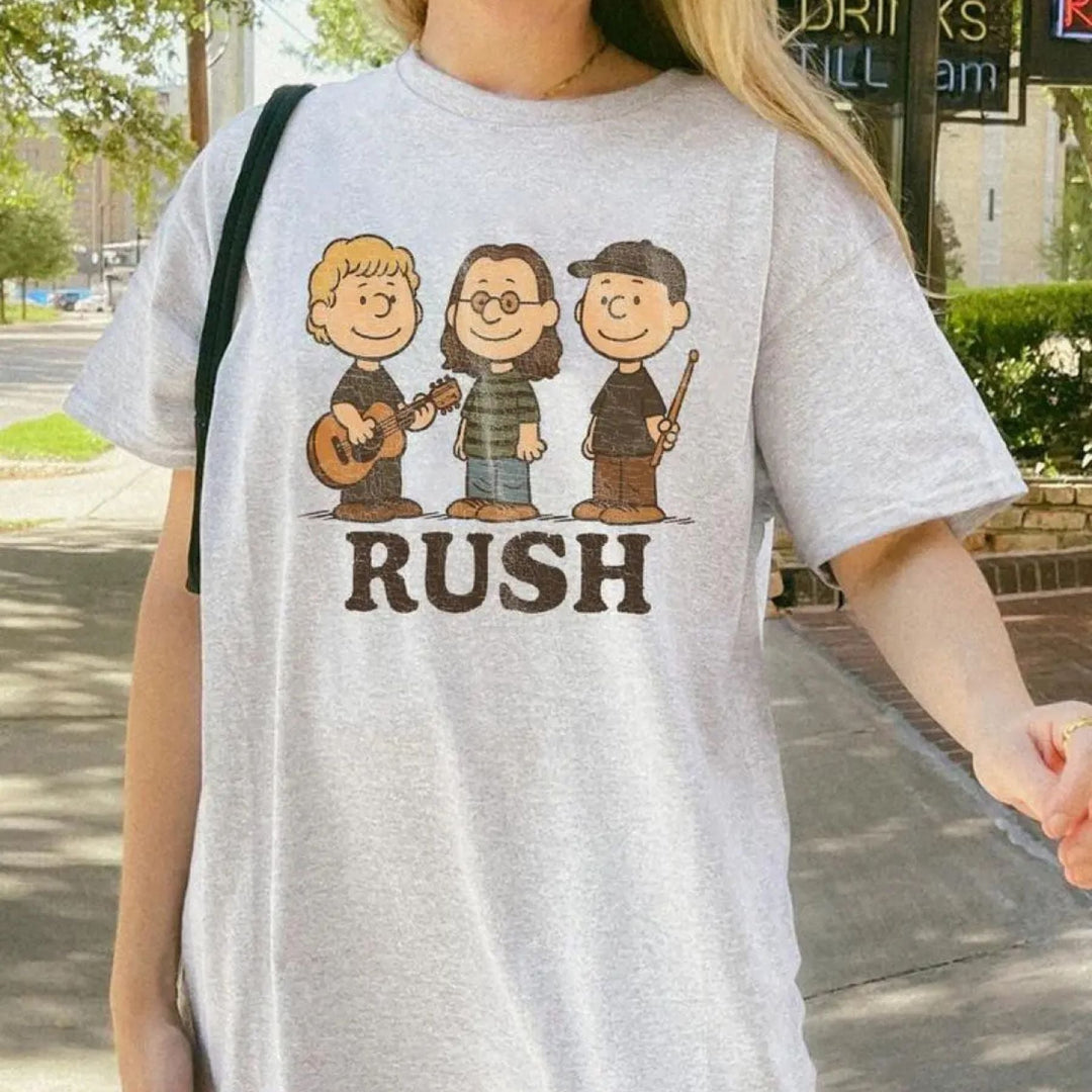 Rush Band Cartoon T-Shirt - Retro Rock Music Fan Tee, Cute Vintage Graphic Shirt