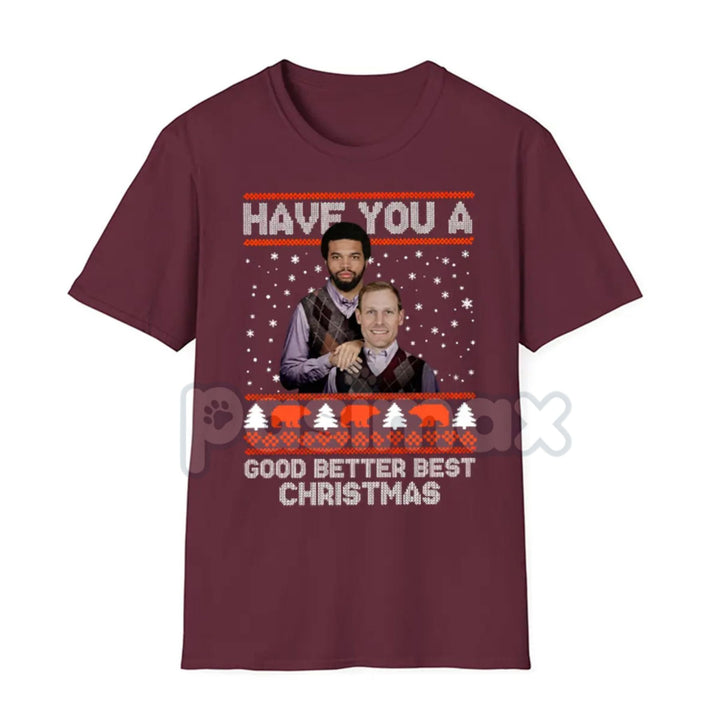 Good Better Best Christmas Football T-Shirt - Funny Ugly Sweater Pattern Tee, Holiday Game Day Apparel, Football Fan Seasonal Graphic Shirt