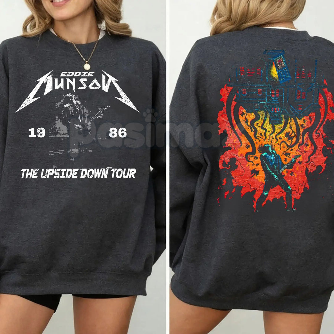 Retro Eddie Munson 2-Sided Sweatshirt | Hellfire Club Fan Crewneck | Eddie Munson Tribute Jumper | 80s Rock Aesthetic Sweatshirt | Hawkins 1986 Shirt