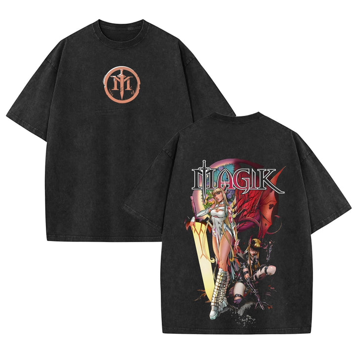 Magik Retro Vintage Comic Wash Tee – Marvel X-Men Mutant T-Shirt for Comic Fans