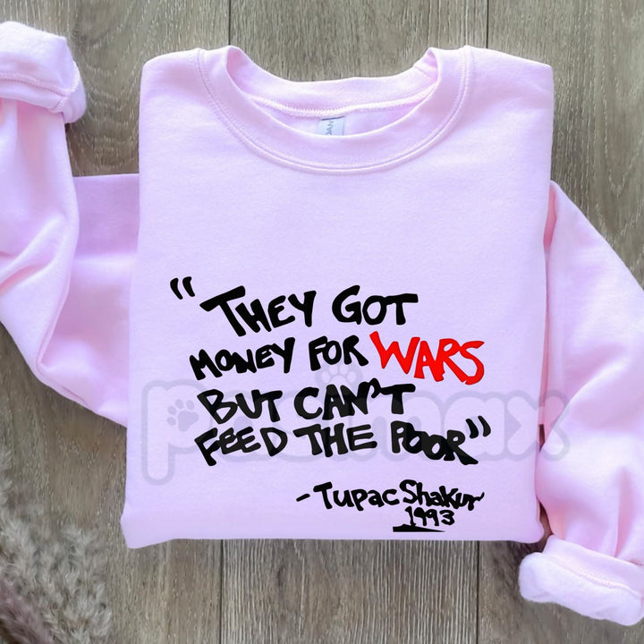 Urban Ebony Designs 2PAC "Money For Wars" Essential Sweater | Minimalist Conscious Lyric Pullover | Unisex Streetwear