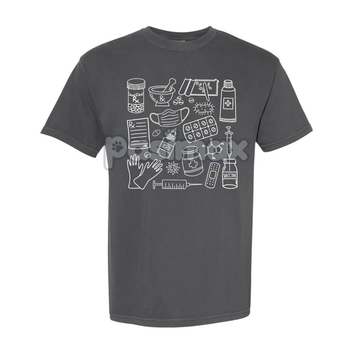 Pharmacy Doodle T-Shirt – Pharmacist Technician Gift, Cute Rx Tech Shirt, Funny Pharmacy Student Tee