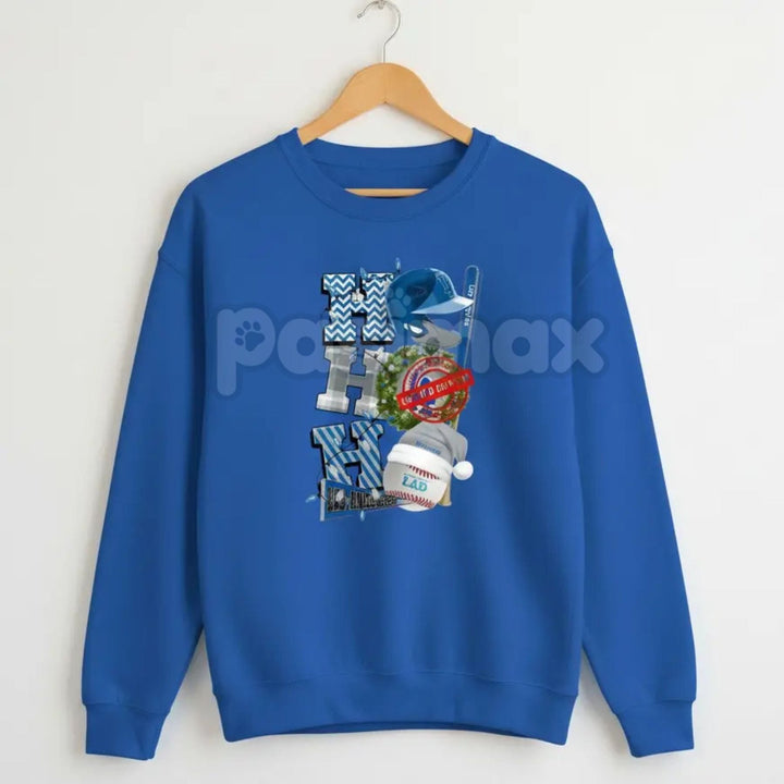 HO HO HO Sport Christmas Sweatshirt | Athletic Collegiate Style Holiday Crewneck | Festive Game Day Jumper