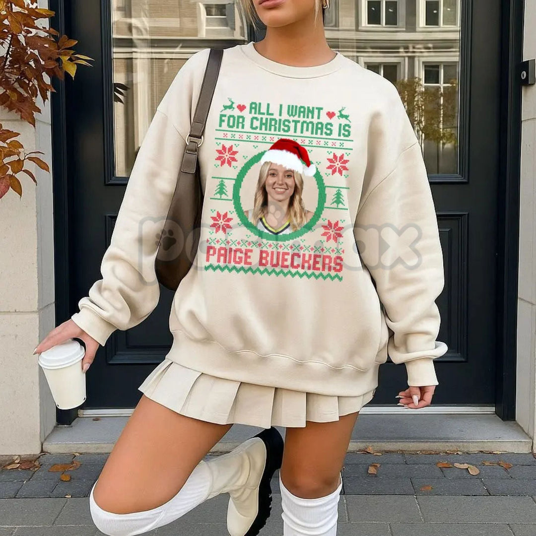 "All I Want For Christmas Is Paige Bueckers" Sweatshirt | UConn Huskies Basketball Fan Gift | Women's College B-Ball Crewneck