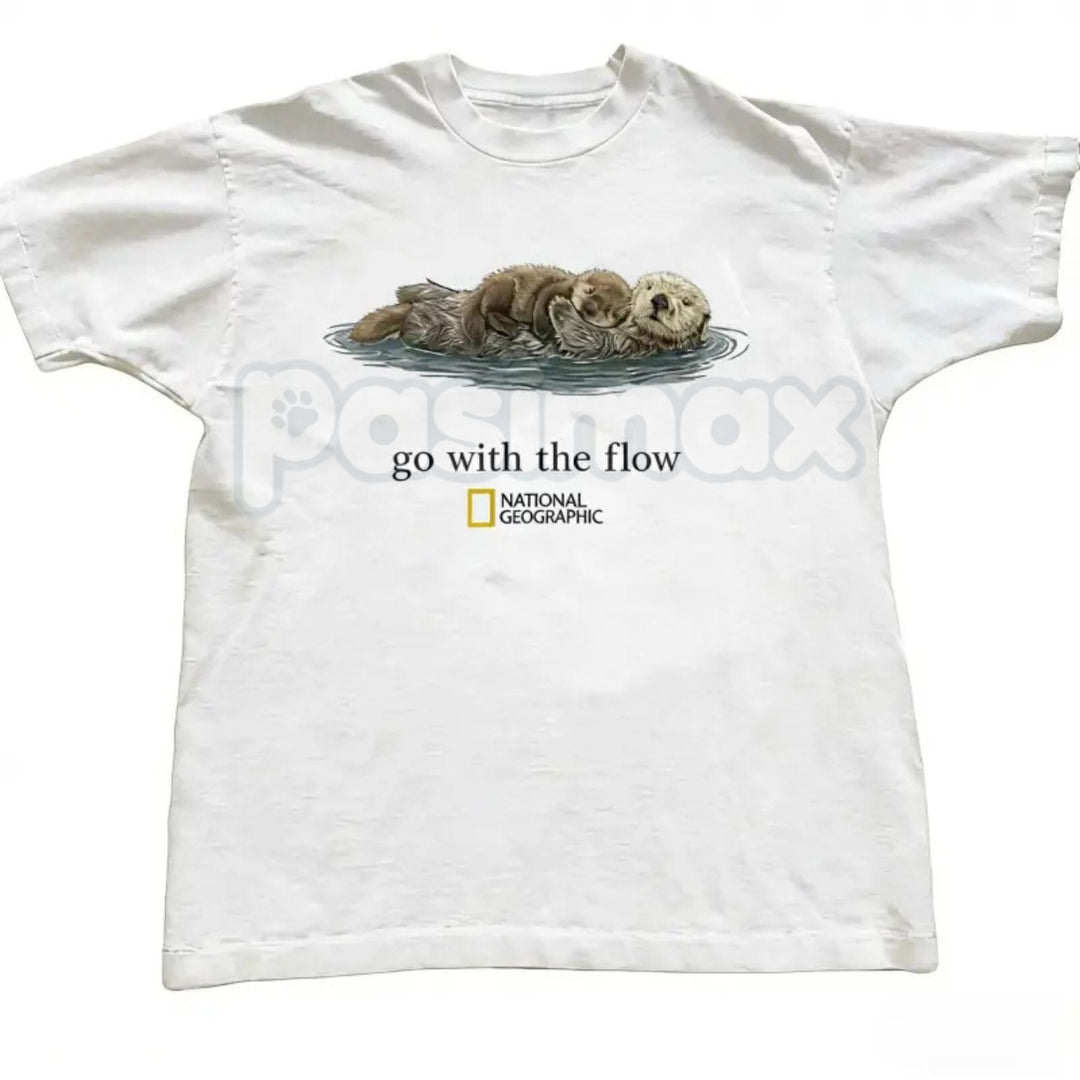 National Geographic "Go with the Flow" T-Shirt - Official Style Nature Exploration Graphic Tee, Premium 100% Cotton Adventure Gift Top, Inspirational Outdoorsy Unisex Shirt, National Geographic Explorer Fan Apparel, Soft Lived-In Earthy Fashion
