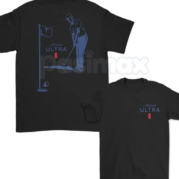 Michelob Ultra Golfing 2-Sided T-Shirt – Premium 100% Cotton Beer & Birdies Tee, Double-Sided Performance Style Golf Top, Soft Lived-In Heavyweight Men’s Gift, Made in USA