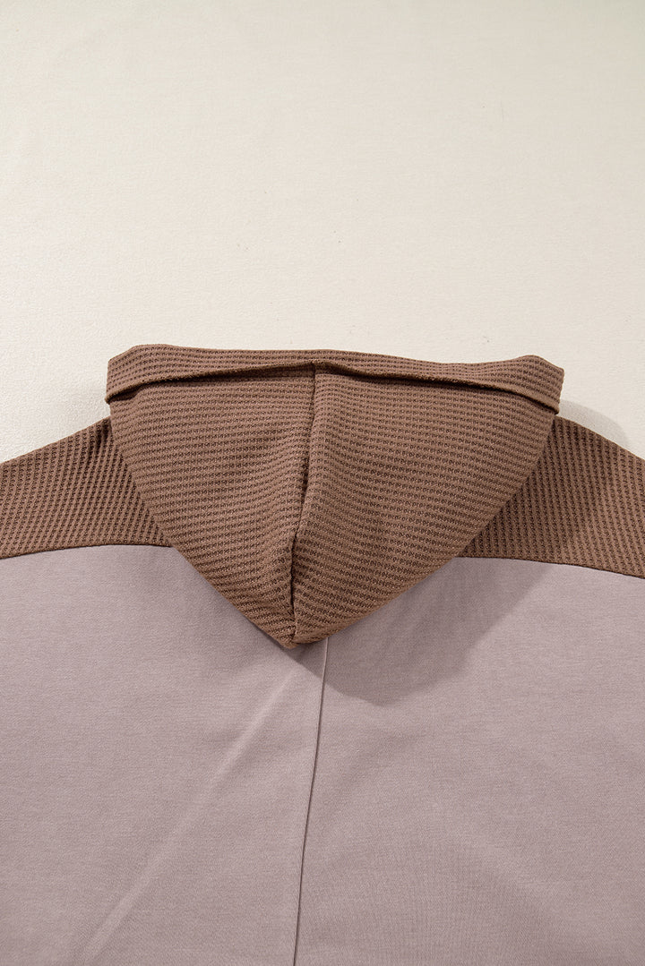 Goat Oversize Waffle Patchwork Exposed Seam Casual Hoodie