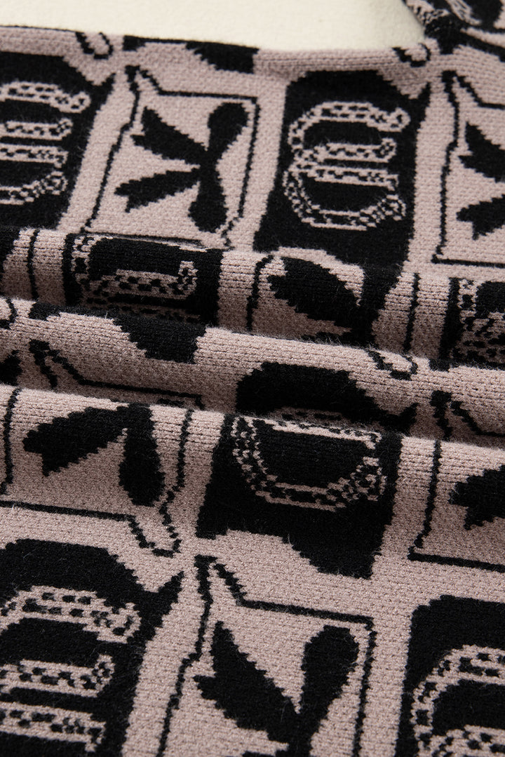 Black Bows & Horseshoes Pattern Western Fashion Print Sweater