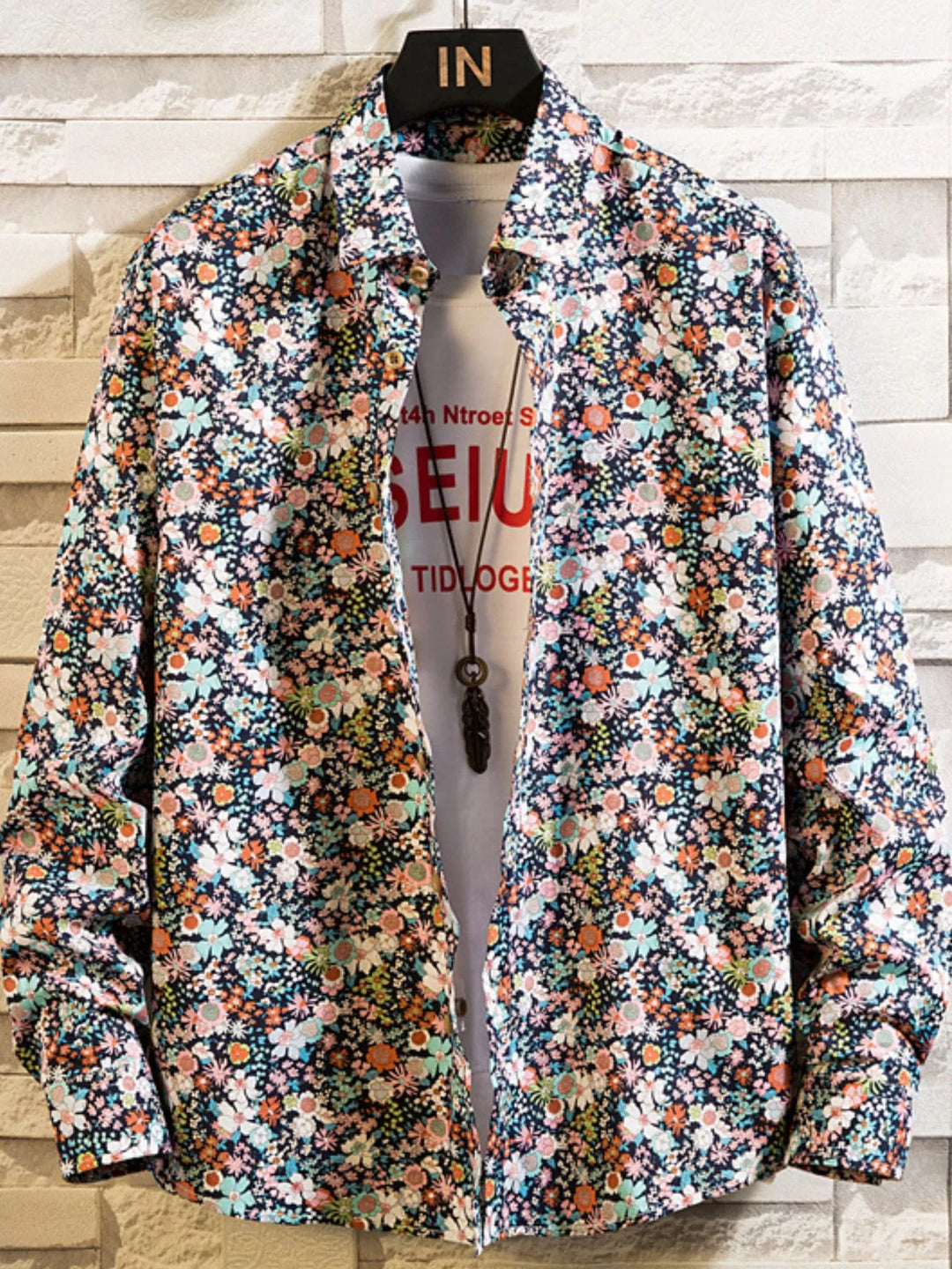 Men's Plus Size Printed Button Up Shirt