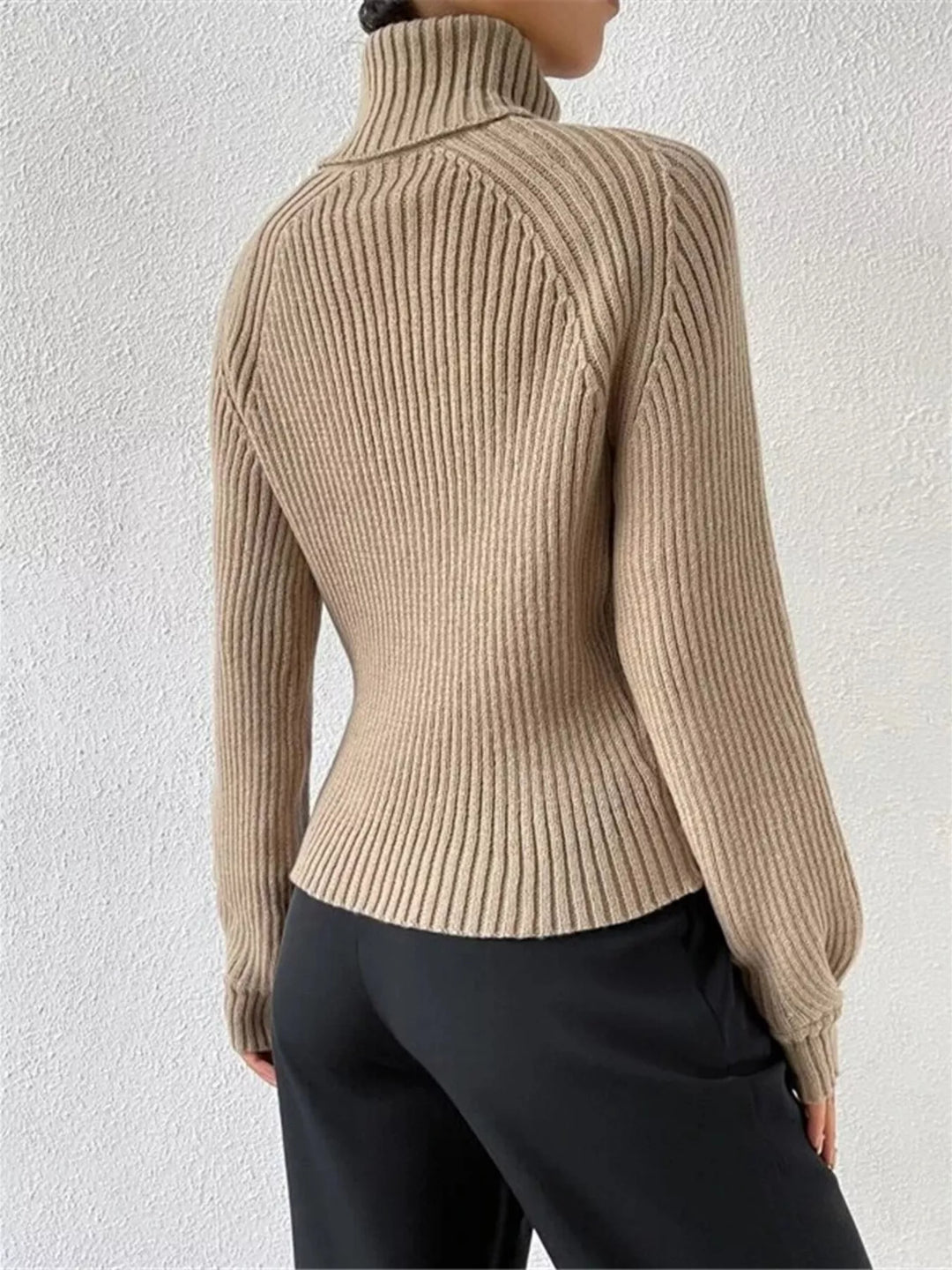 Ribbed Knit Turtleneck Sweater