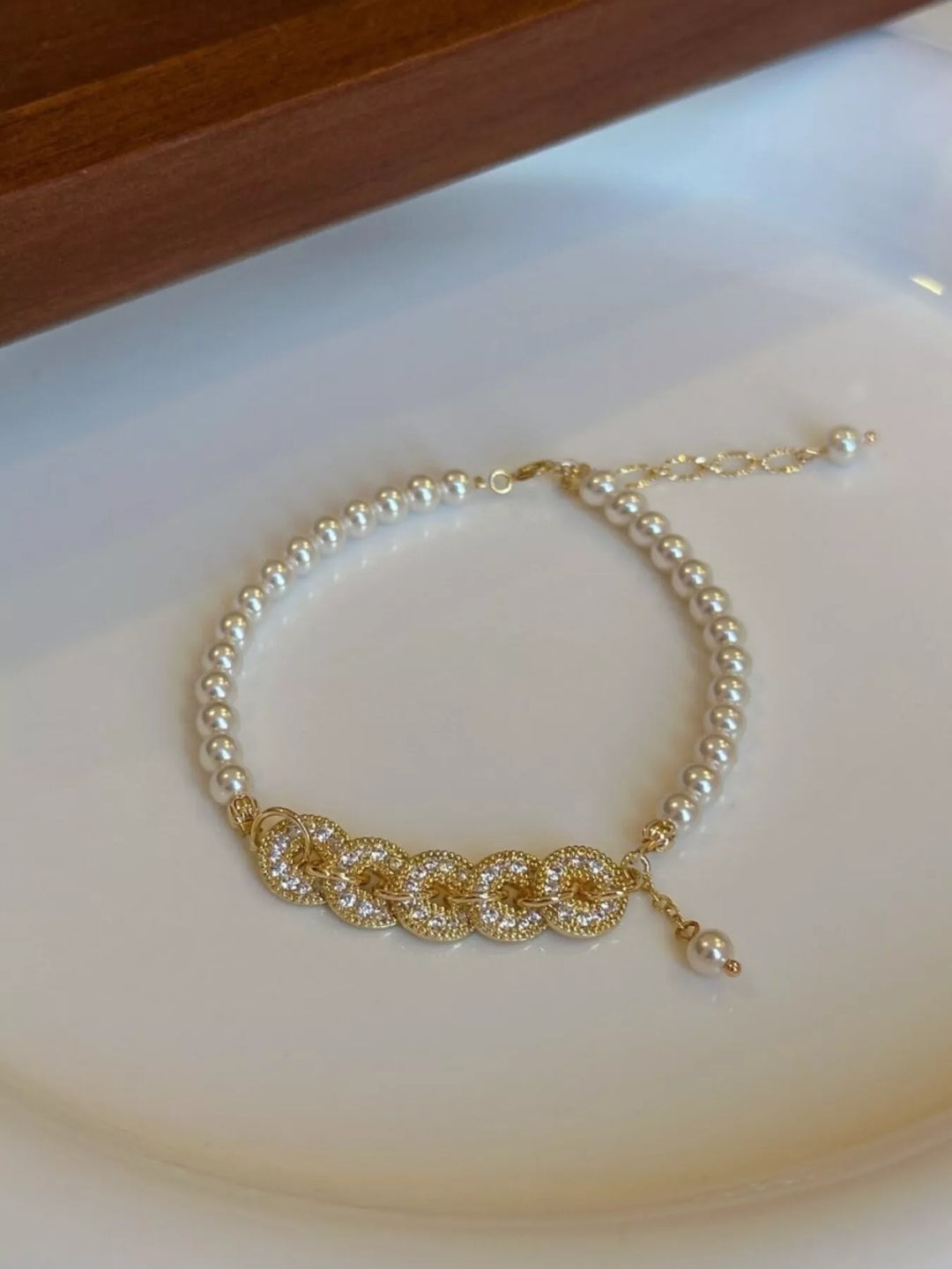 18K Gold-Plated Pearl Coin Bracelet
