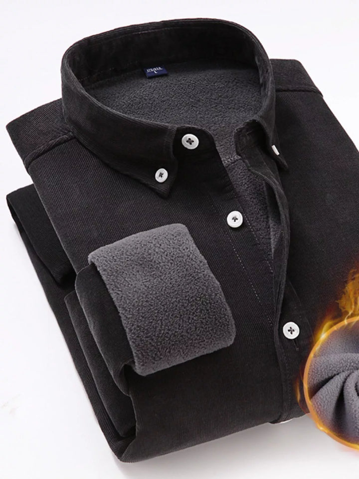 Men's Full Size Casual Corduroy Button-Down Shirt Plus Size