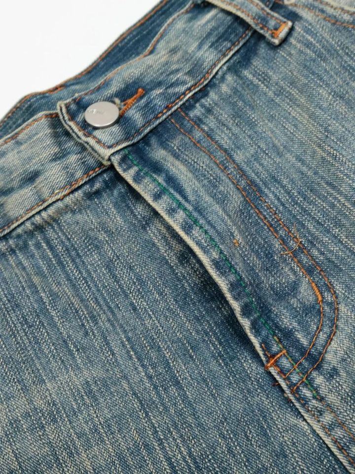 Men's Wash Wide-Leg Denim Shorts