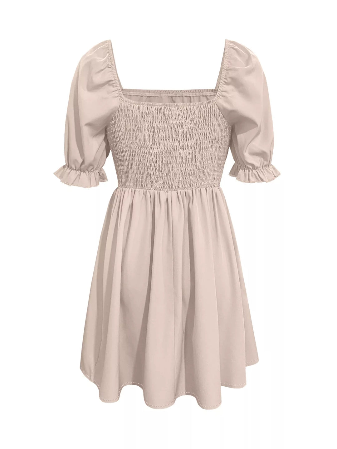 Square Neck Puff Sleeve A-Line Mini Dress
