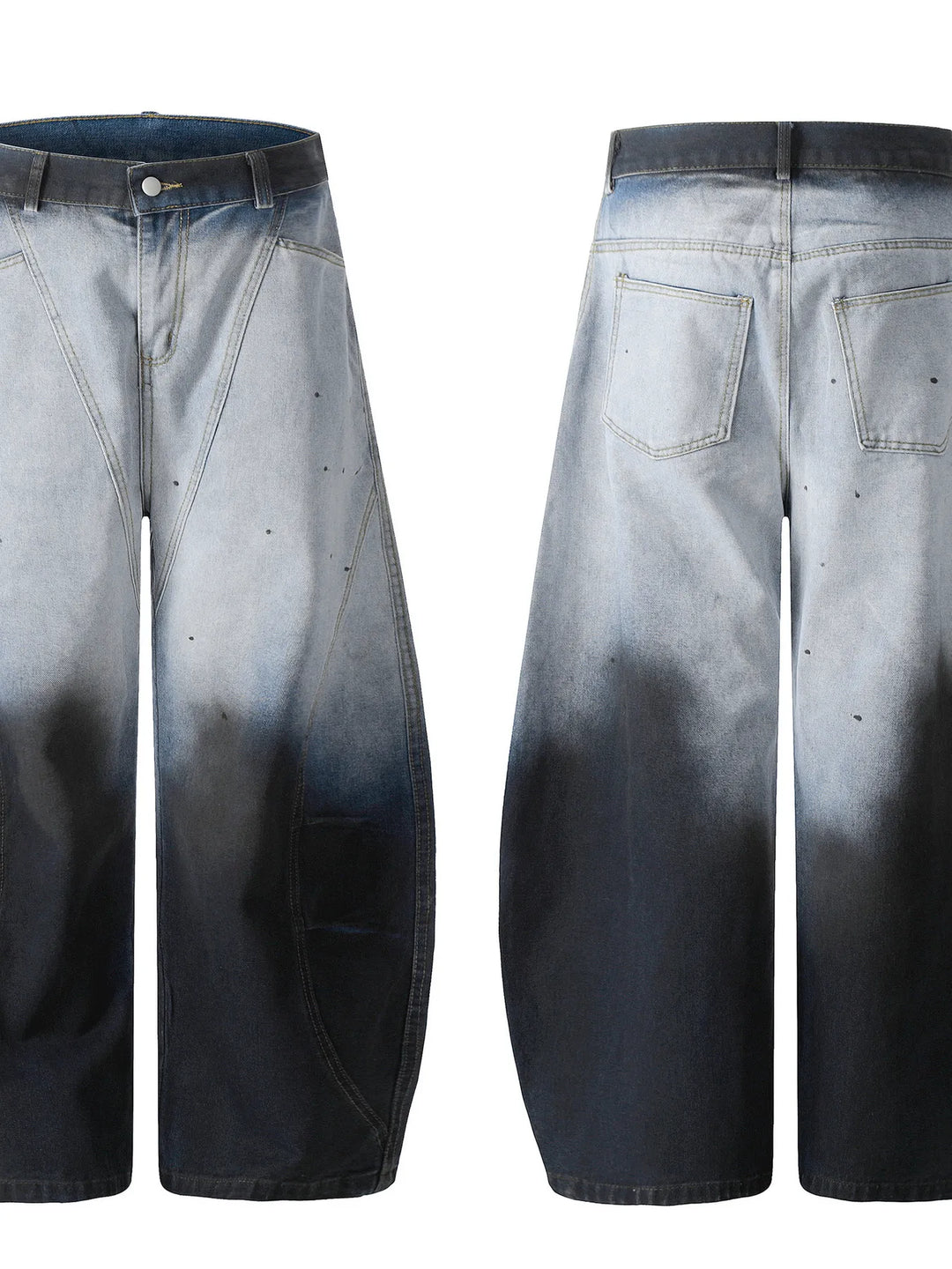 Men's Gradient Curved Jeans with Seam Detail
