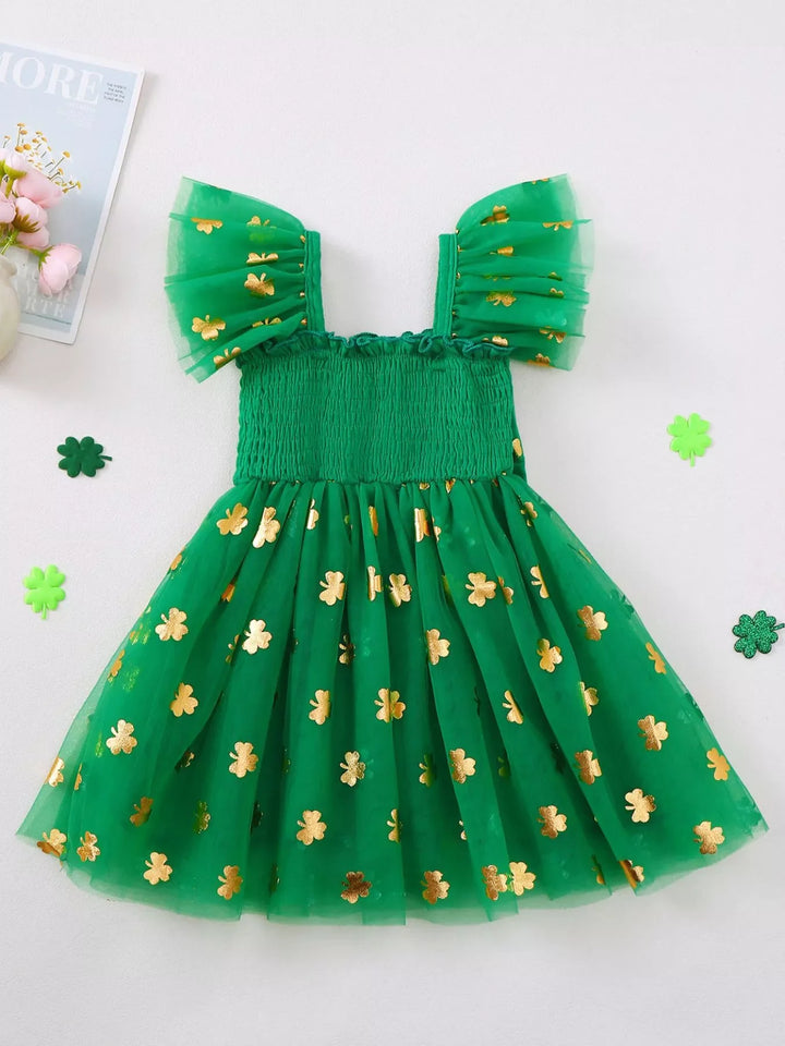 Children's Smocked Clover Tulle Dress