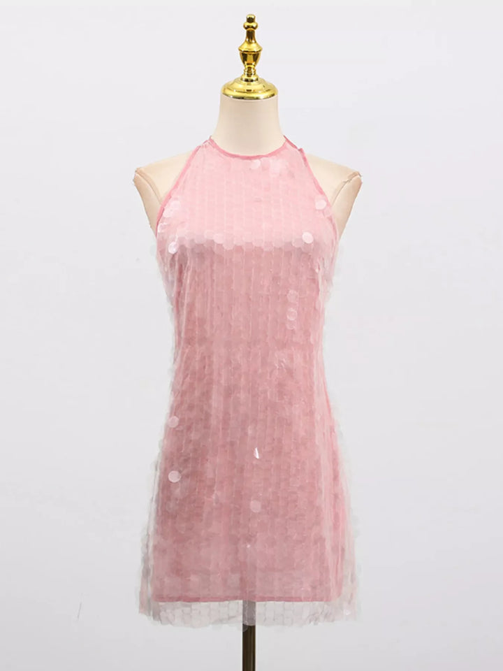 Sequin Halter Neck Mini Dress