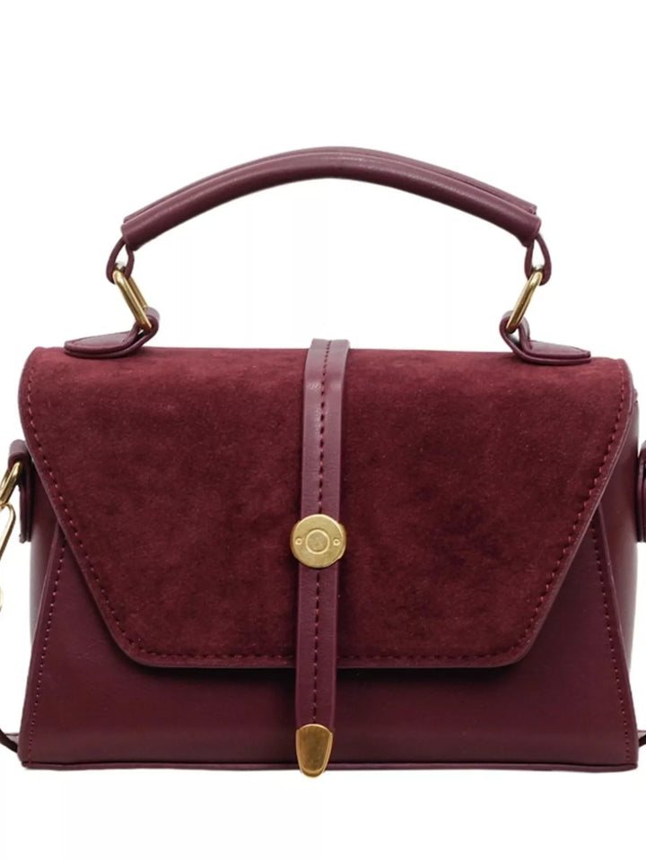 Vintage Suede Flap Crossbody Bag
