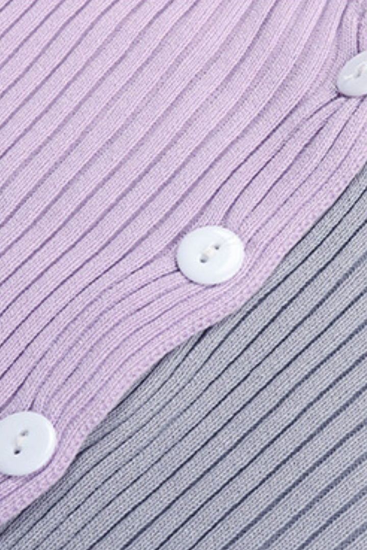 Women's Two-Tone Button-Up Cardigan
