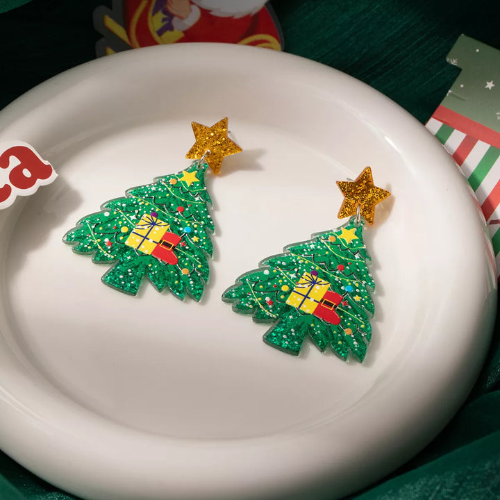 Acrylic Christmas Tree Earrings