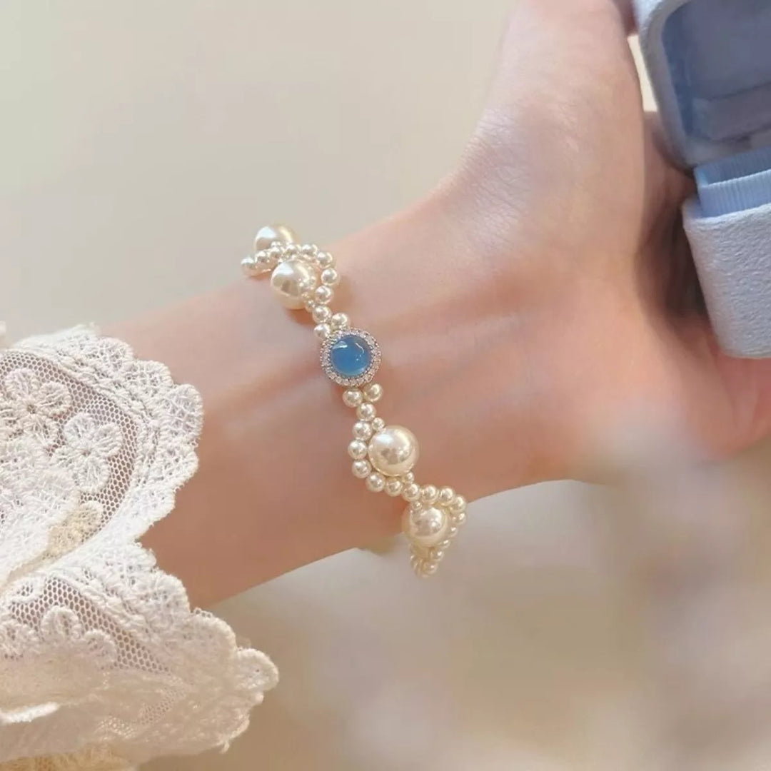 Pearl 925 Sterling Silver Zircon Bracelet