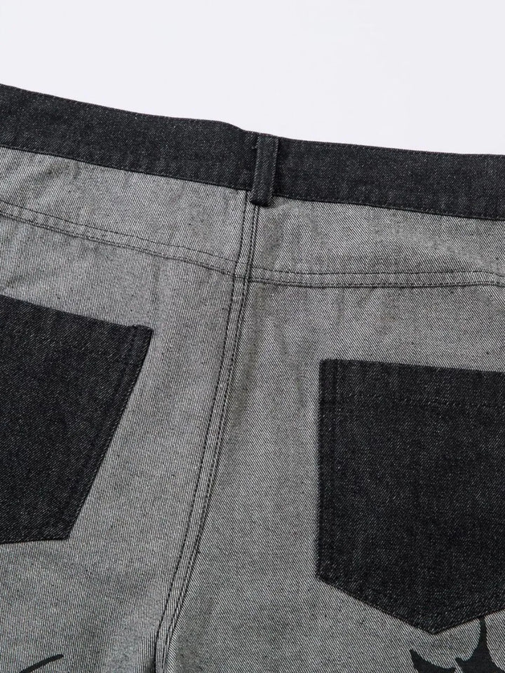 Men's Lightning Pattern Wide Leg Jeans