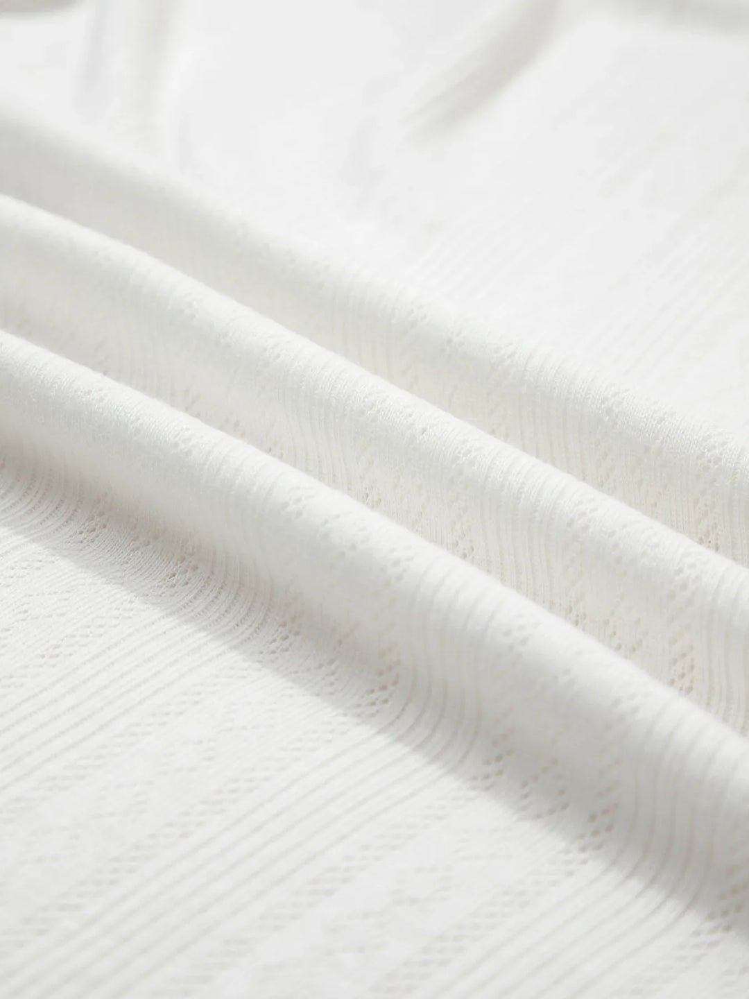 Scalloped Lace Trim Jacquard Textured T Shirt