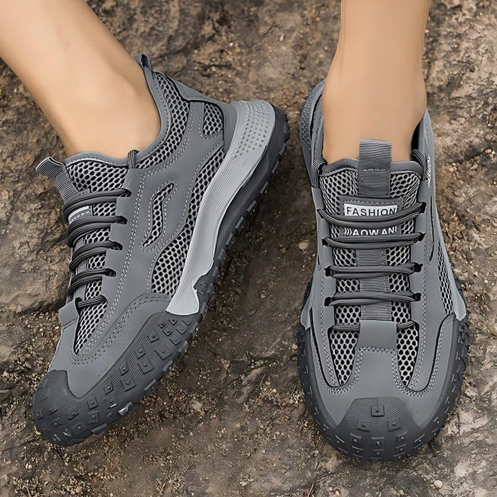 Men's Four-Season Breathable Mesh Work Sneakers, Outdoor Casual Shoes With Tire Pattern Soles