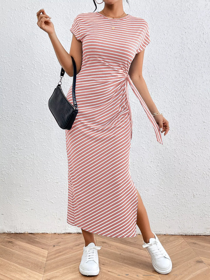 Striped Tie-Waist Midi Dress