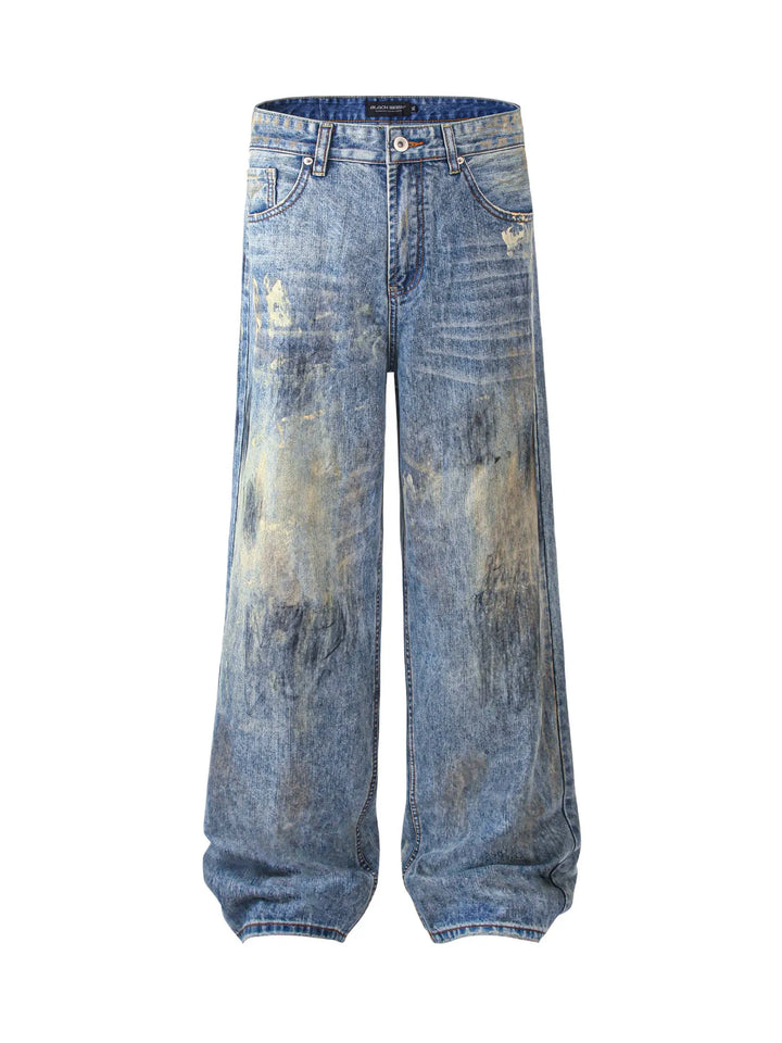 Men's Washed Wide-Leg Baggy Jeans