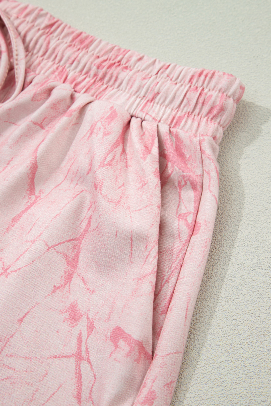 Pink Mock Neck Pullover and Shorts Camo Set