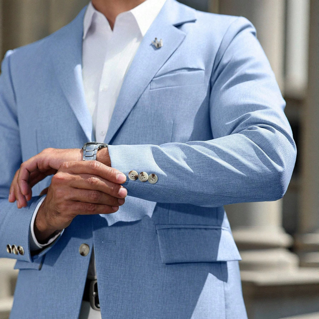 Mens Business-style Single-breasted Blazer With A Notch Lapel