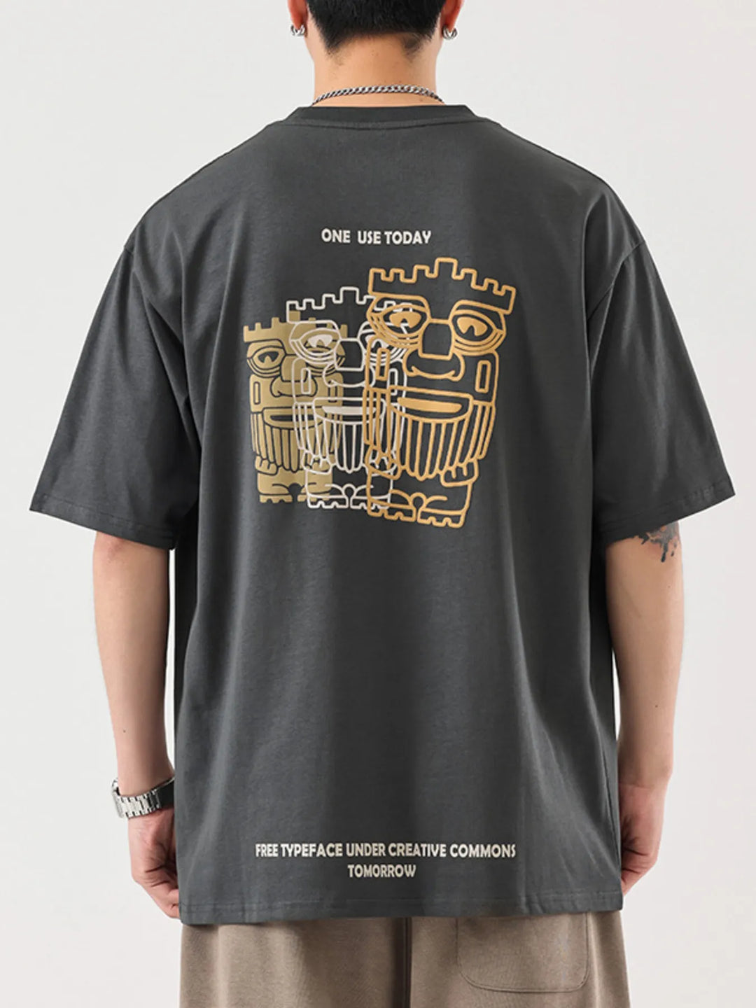 Men's Plus Size Graphic Round Neck Half Sleeve T-Shirt