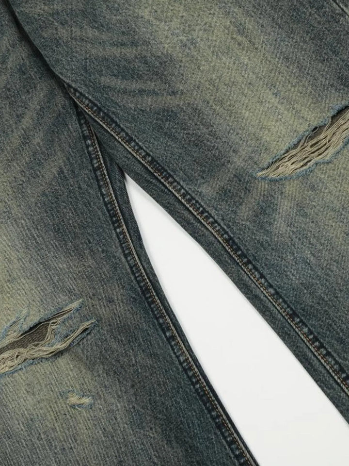 Men's Vintage Distressed Flare Jeans