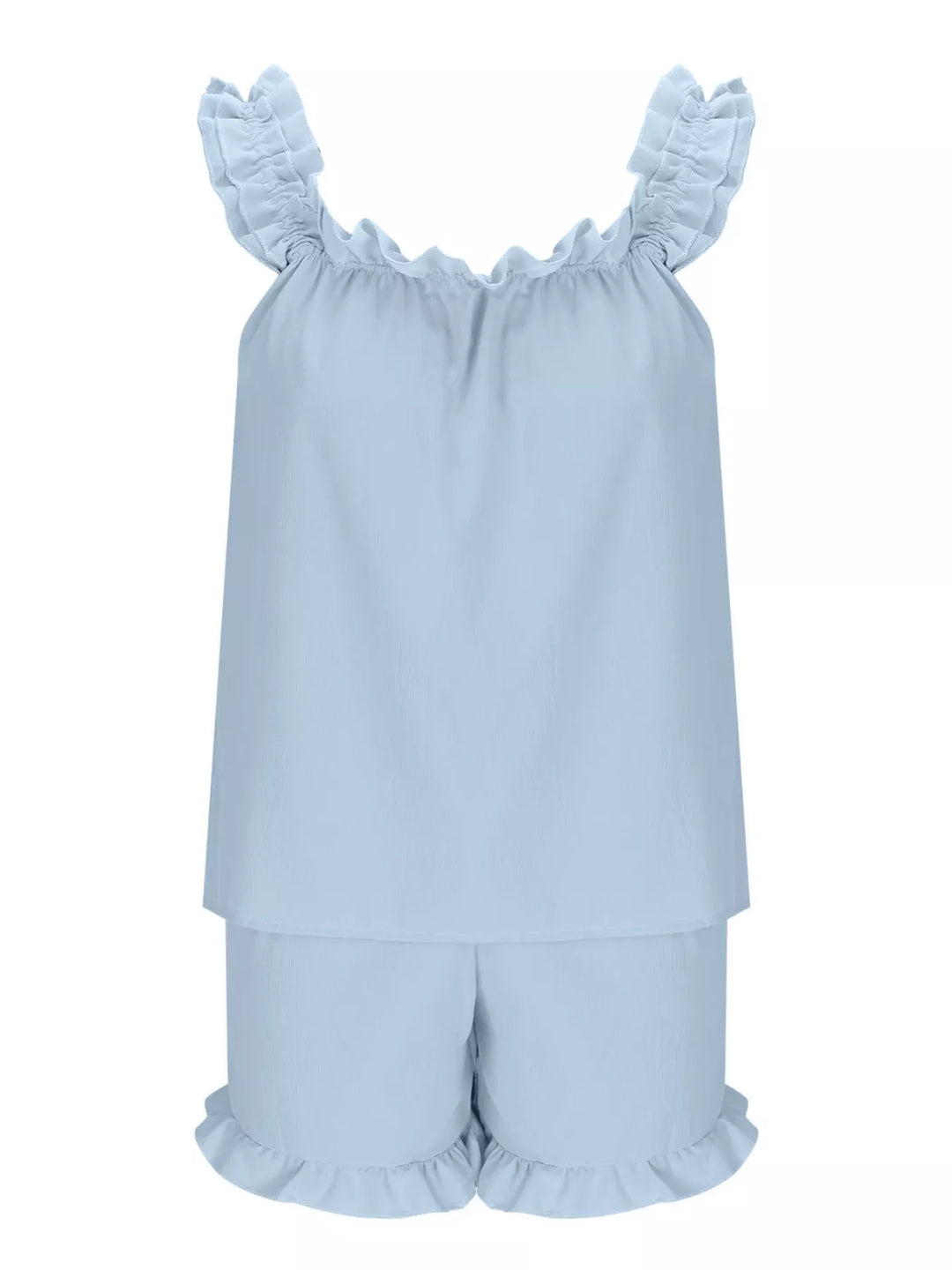 Ruffle Trim Sleeveless Top and Shorts Set