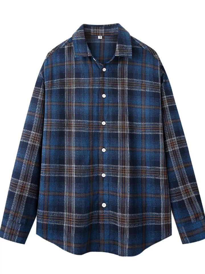 Men's Plus Size Casual Plaid Button Up Shirt