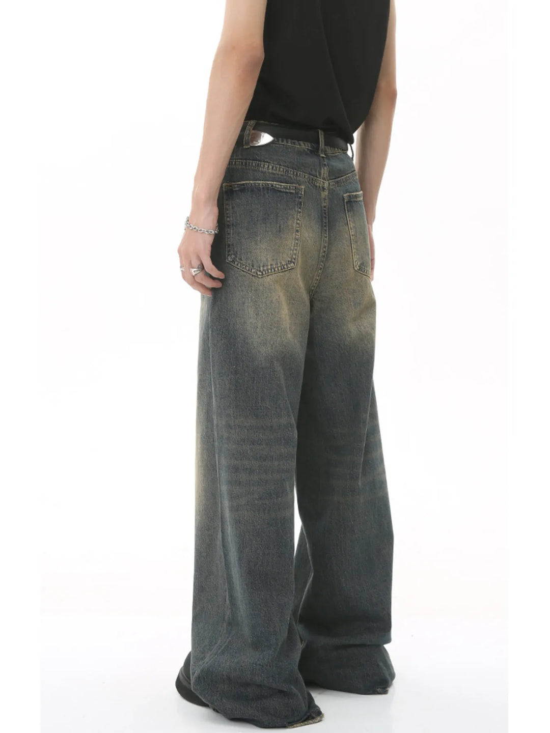 Men's Full Size Vintage Wash Wide Leg Jeans Plus Size