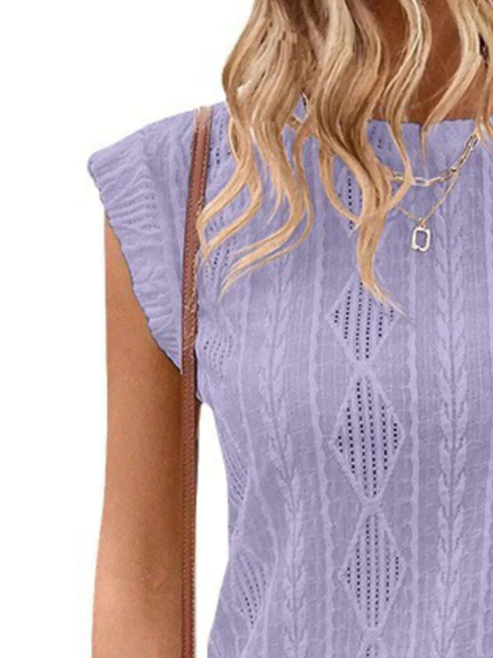 Openwork Round Neck Top