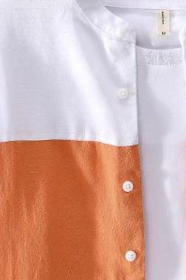 Men's Plus Size Color Block Button Up Shirt