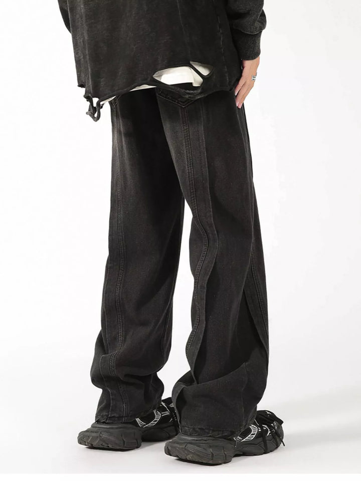 Men's Plus Size Washed Wide Leg Jeans