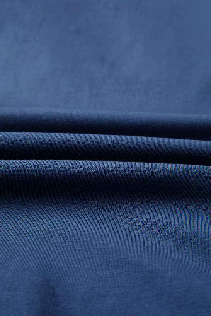 Dark Blue Contrast Knitted Colorblock Star Patchwork Oversize Long Sleeve Top