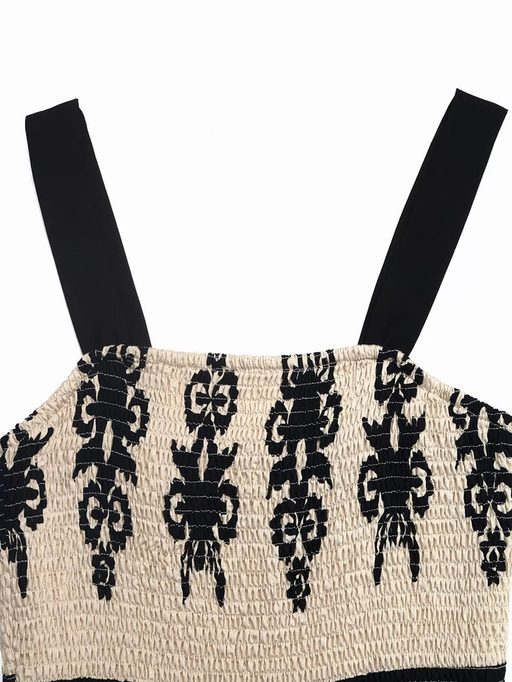 Smocked Wide Strap Tiered Dress